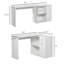 Bureau d'ordinateur de coin en L avec tablettes de rangement rotatives et tiroir pour la maison et le bureau, blanc-1246821833