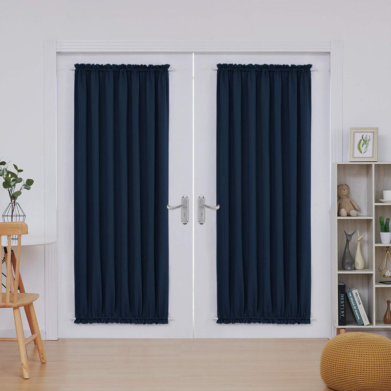 Nuhamin Blackout Curtain Pair, 137cm wide x 183cm high, Dark blue