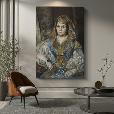 Madame Stora en robe algérienne - Toile tendue avec châssis par Pierre-Auguste Renoir