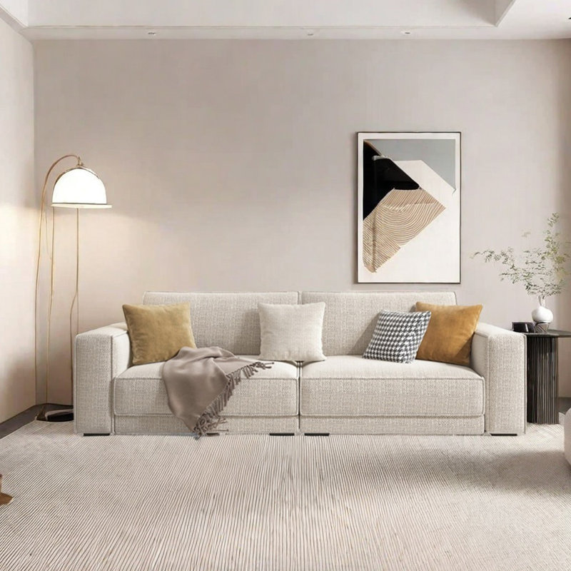 Simple modern cotton and linen sofa, 32.28" H x 98.42" W x 39.37" D, 3