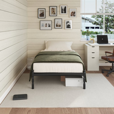 35.5CM H Black Metal Bed Frame with Roman Style Legs