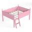 Lits mezzanine pleine grandeur avec tablette pour livres Safe, panneau de fibres à densité moyenne en bois de pin, chambre d'enfant rose moderne
