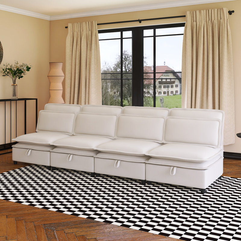 Double-Layer Cushion Modular Sofa, Beige