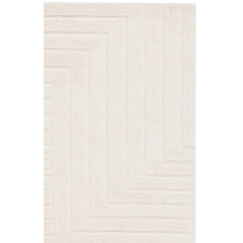 Nicoleann Hand Tufted Wool/Cotton Solid Color Rug in Ivory, Runner 2'3" x 8'