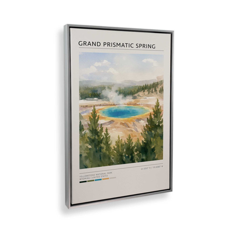 «Grand Prismatic Spring», reproduction d'art sur toile Yellowstone, 8 po x 12 po, Cadre flottant en chrome poli