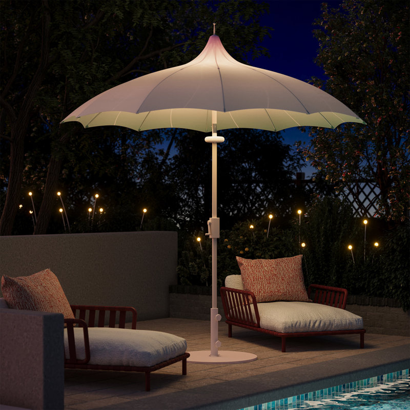  Parasol de patio extérieur 9 pi 9 pi avec lumières DEL, Vert dégradé, avec lumière DEL