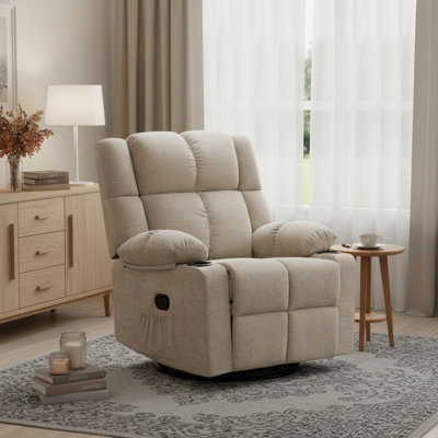 360° Swivel Rocker Manual Bryd, Rocking Chair With Cup Holder, Headrest Movement Bryd Chair For Adults, Glider Bryd,For Living Room,Nursery ,Bedroom