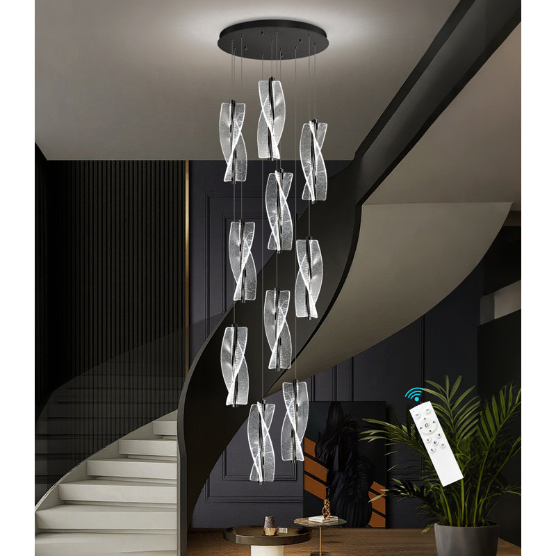 Lustre 1 lumière DEL moderne en acrylique à intensité variable noir, 720 Lumens, 78.7" H x 4.7" W x 4.7" D, Matte Black