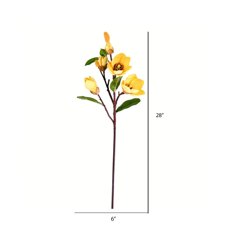 28" Artificial Magnolia Stem, Yellow