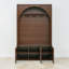 Arbre d'entrée avec banc de rangement, rangement à crochets à manteau, design arqué, contemporain, rangement pour vestibule-1000548136