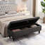 Banc de rangement 59 po en tissu gris - salon pratique et élégant avec espace-1322621693