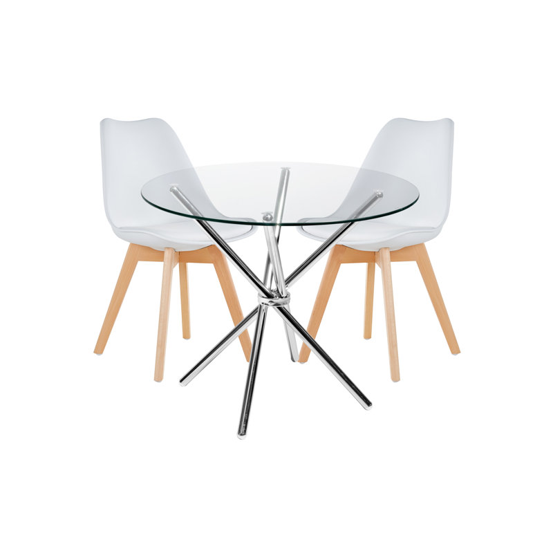 Rehm 4 - Person Dining Set, White, Chrome