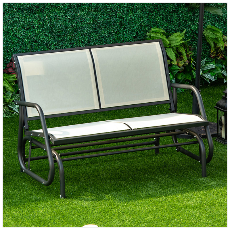 Banc oscillant pour 2 personnes, causeuse double à bascule de patio avec structure en acier thermolaqué pour porche de jardin