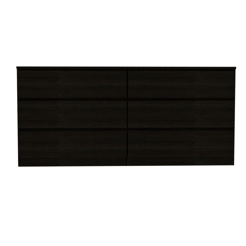 Commode double 6 tiroirs, plateau supérieur, Noir