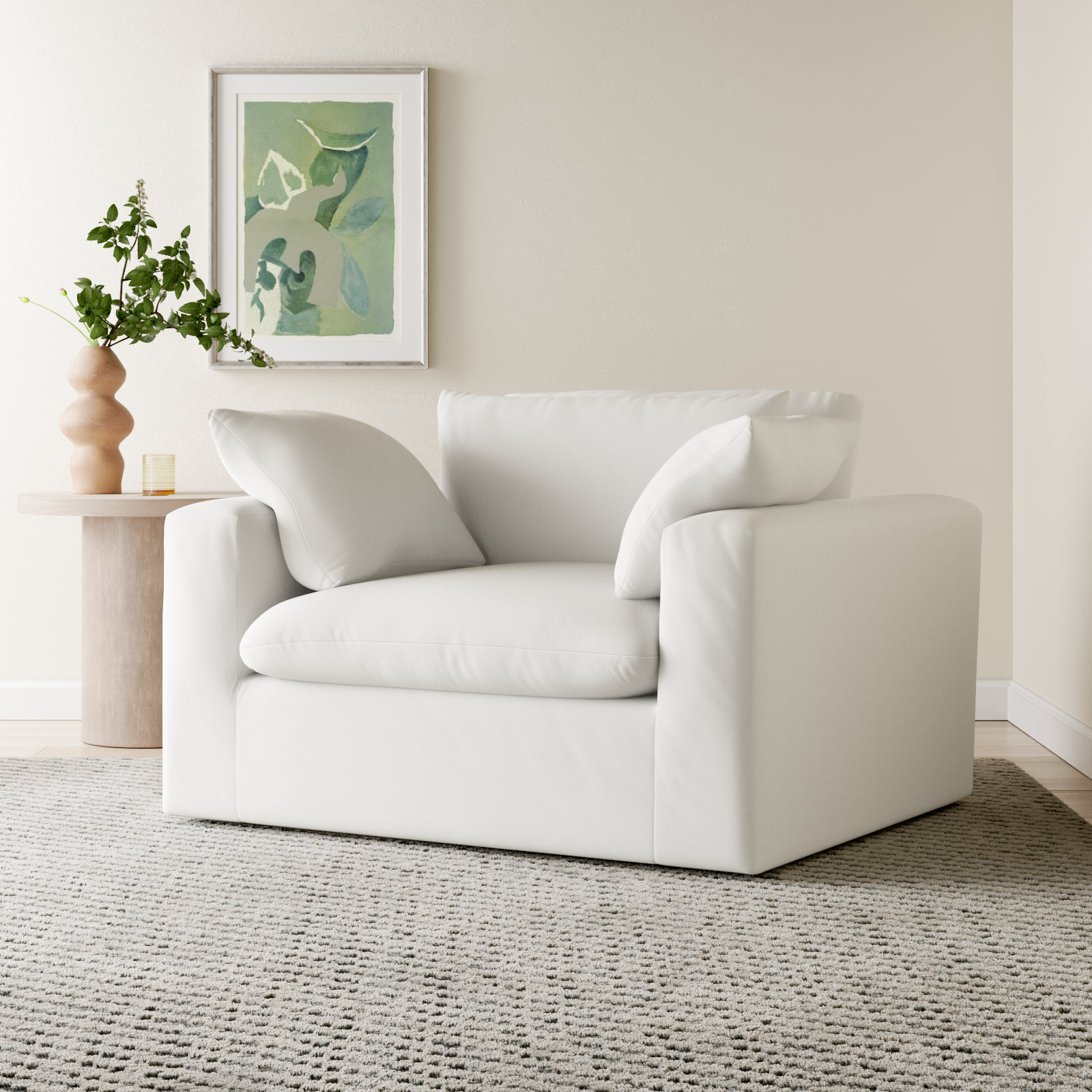 Remy Slipcovered Chair And A Half, Classic Bleach White Twill