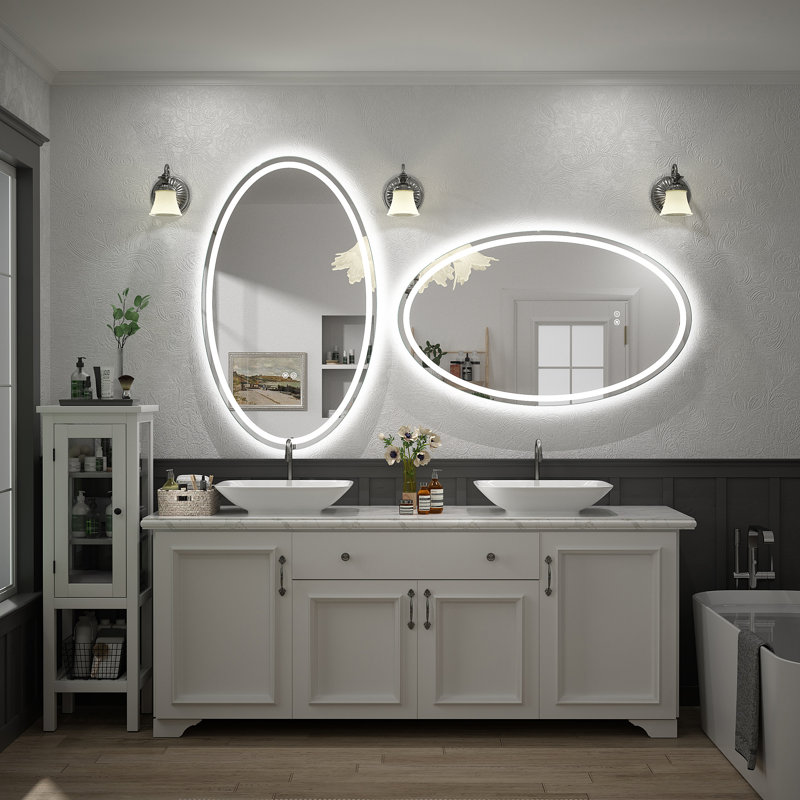 Miroir ovale en verre trempé anti-buée Aevar, 40 po x 24 po