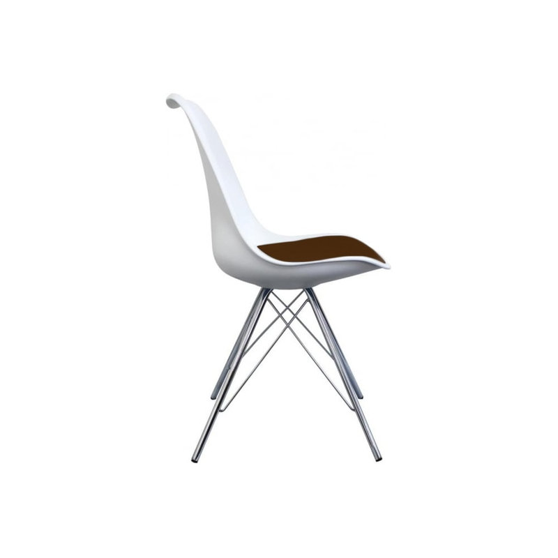 Topeka 45cm H Upholstered Side Chair, White/Brown