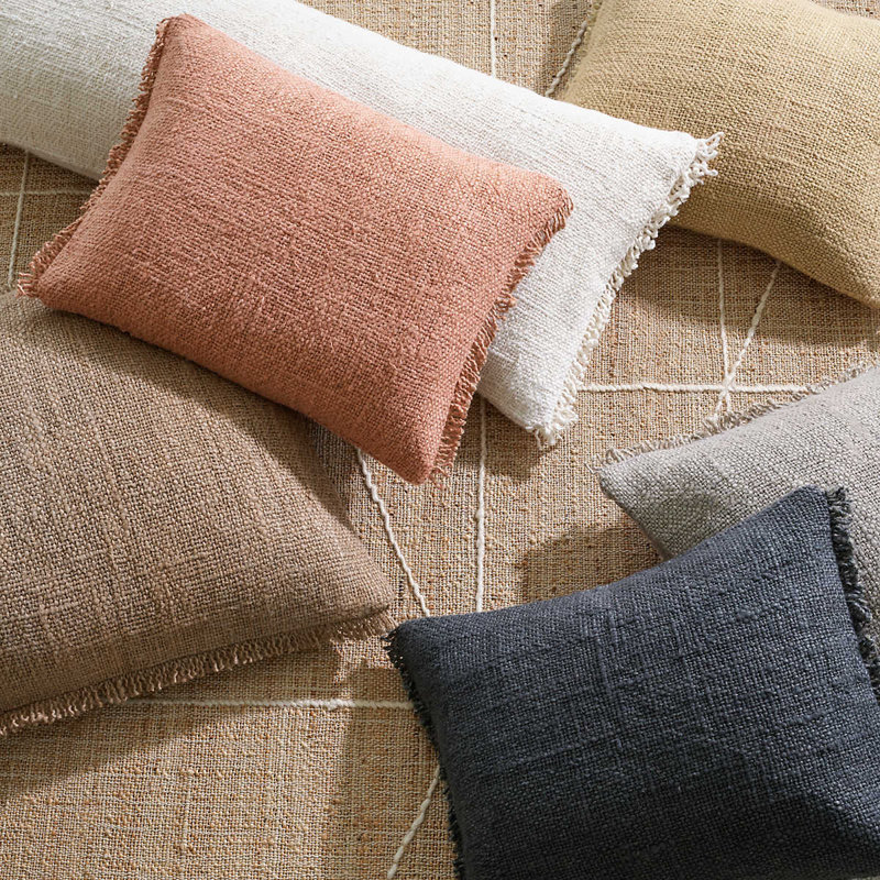 Housse de coussin rectangulaire 100% lin Griffin, H 16 po x l 20 po, Crème