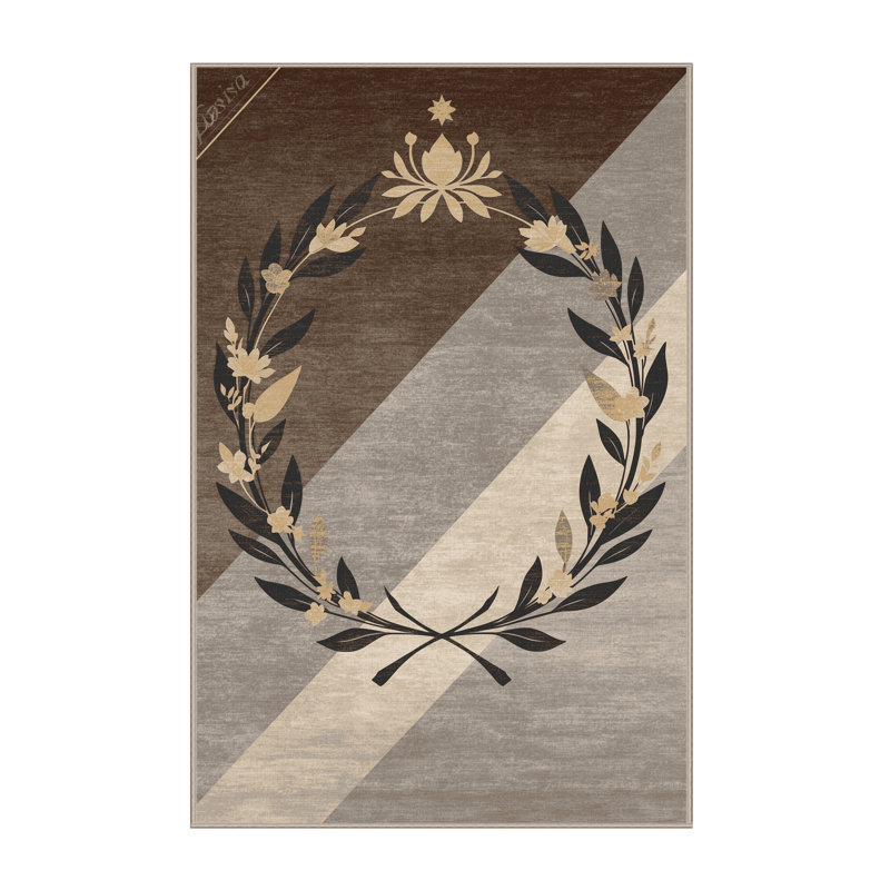 Tapis lavable à la machine à motif de couronne classique Laurel Wreath, 4 x 2