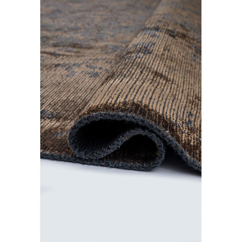 Rapture Gray Brown Damask Luxury Area Rug, Rectangle 7'10" x 11'2"