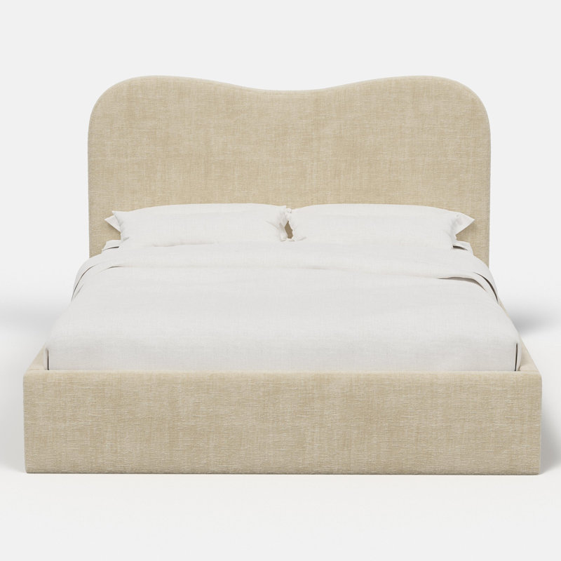 Upholstered Bed, Full, Faux Mohair Garnet
