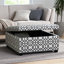 Rangement gris moderne avec motif - Convient à diverses pièces pour ranger des jeux de société, mesurant 35 po x l 18,5 po de hauteur, en tissu et attrayant pour la maison