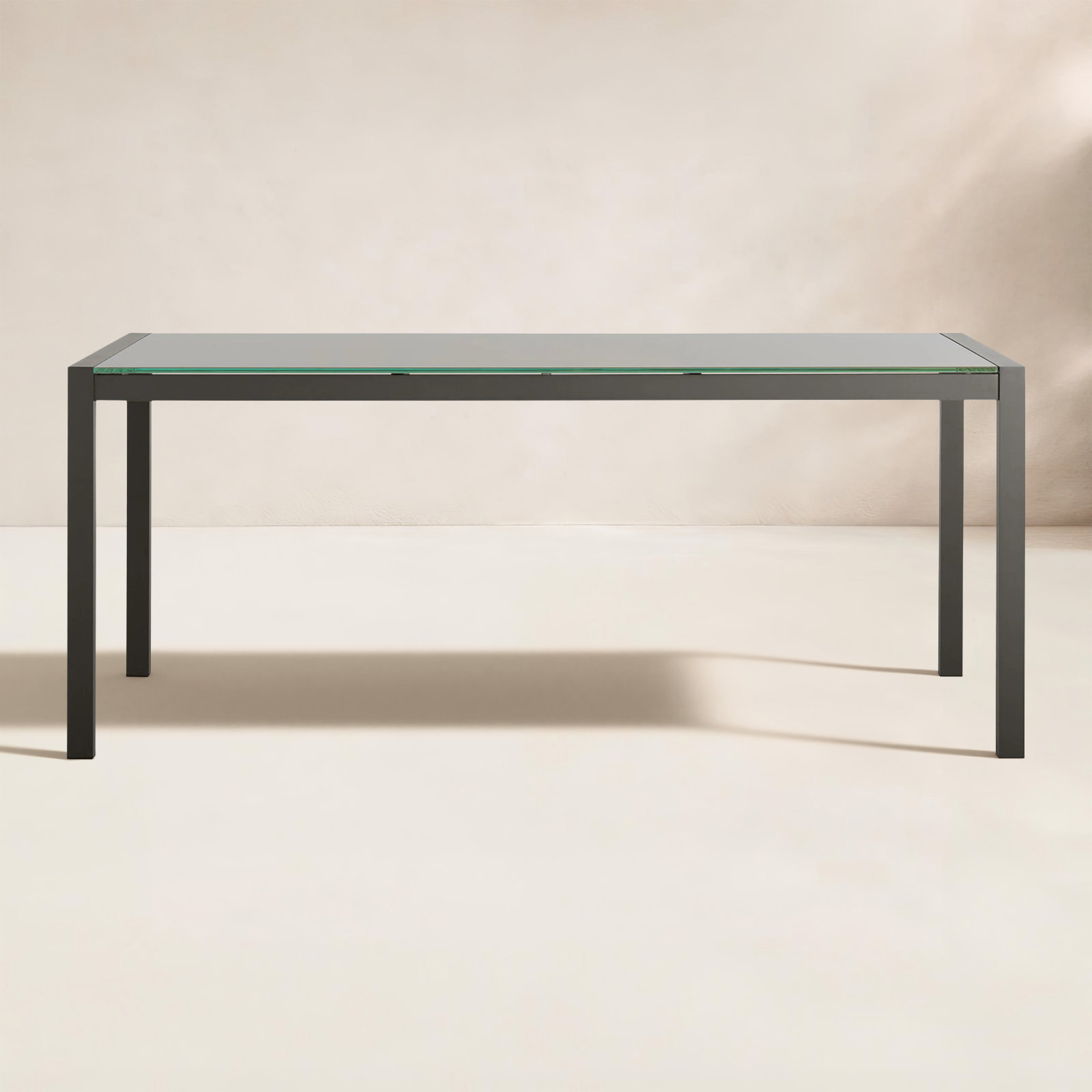 Skiff Glass Outdoor Dining Table, Carbon, 35" D x 71" L