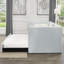Lit de jour gris rembourré simple avec accoudoirs ergonomiques en tissu d'ameublement pour une vie moderne-980034757
