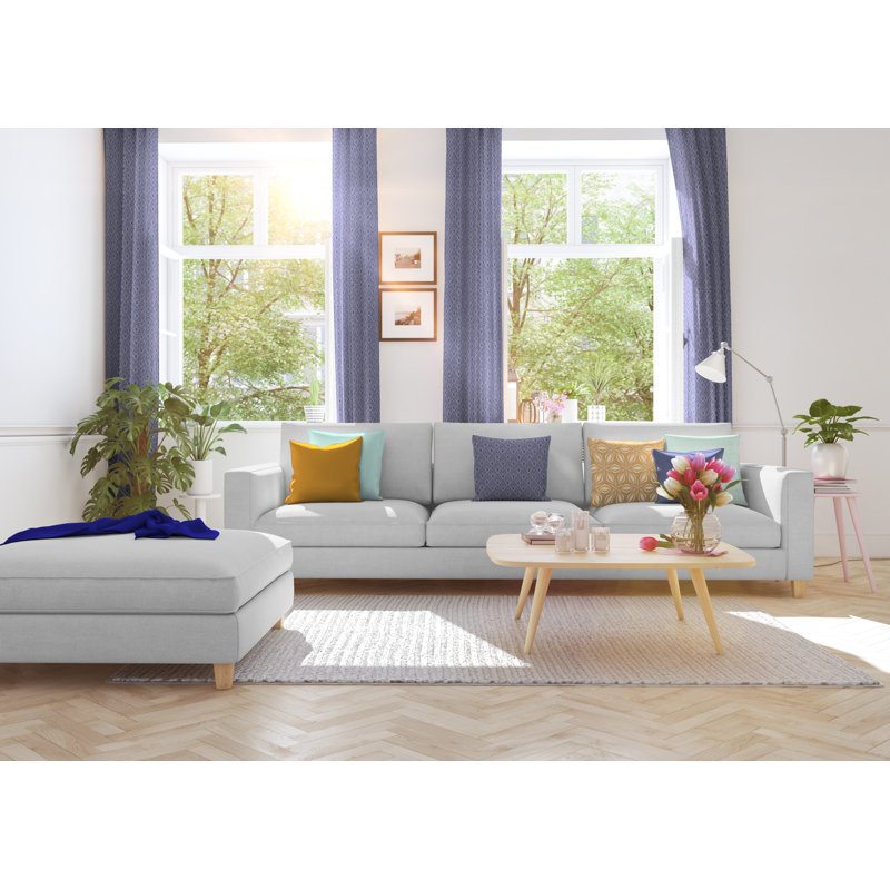 Wybrone Urban Cactus Eyelet Opaque Curtain, 145 W x 245 D cm, Dark Blue/White
