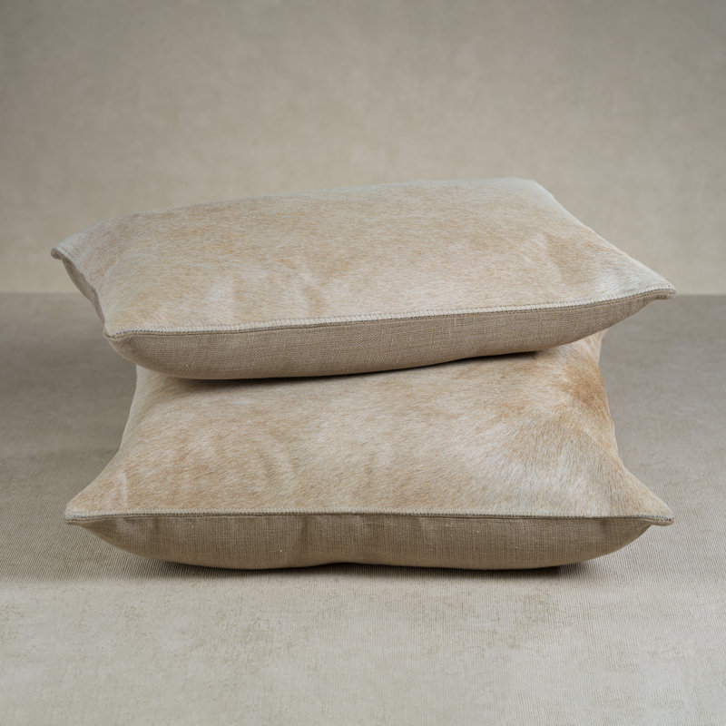 Coussin en cuir Rutbeek, Brun clair, H 12 po x l 20 po, Rectangulaire
