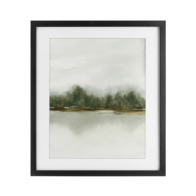 Reproduction encadrée sous verre abstrait vert, conception par 1x, H 21 po x l 17 po, Cadre noir minuit