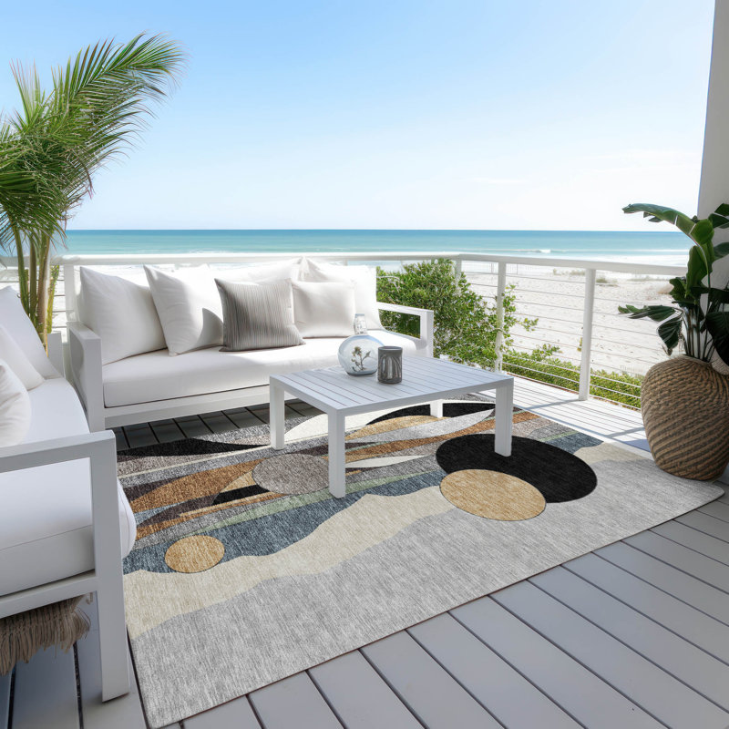 Machine Washable Indoor/Outdoor Boruta ACN2252 Modern Rug, Rectangle 10 pi x 14 pi
