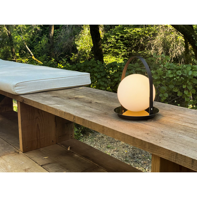 Bola Battery Powered Integrated LED Outdoor Lantern, Gunmetal/Black 
