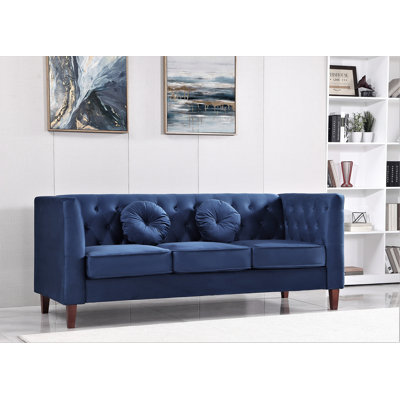 81.5" Velvet Square Arm Sofa