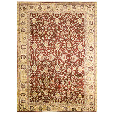 Hand Knotted Wool Area Rug in Rust And Gold