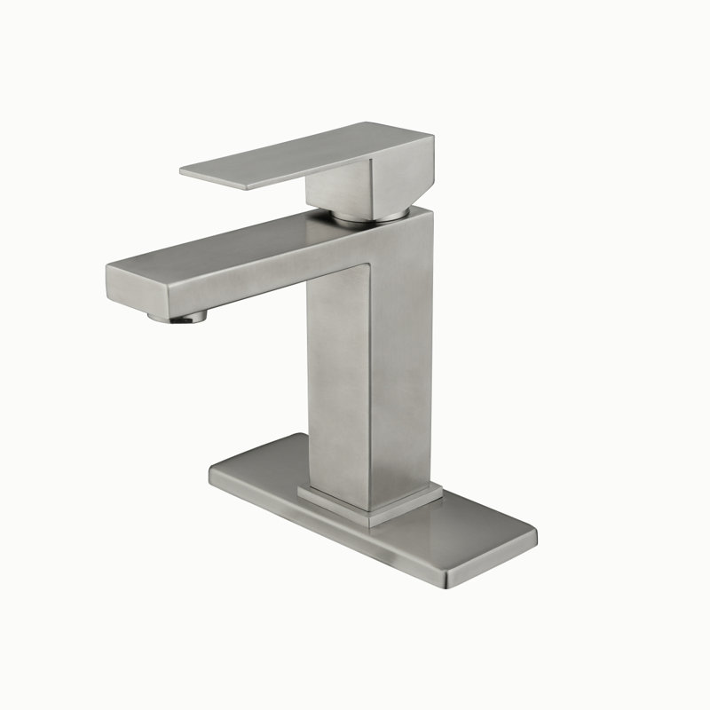 Robinet de salle de bain à cascade, robinet de meuble-lavabo à poignée simple blanc, Nickel brossé