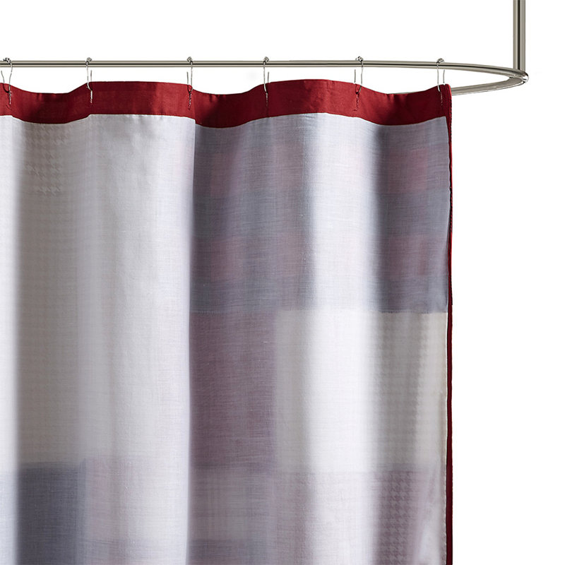 Rideau de douche 100% coton, rideau de douche extra long, rideaux de coton, Rouge multicolore