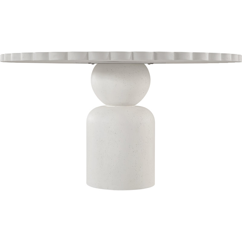 Table de salle à manger intérieure / extérieure en béton 54 po Petalia Breesha, H 30 po x l 54 po x P 54 po, Crème