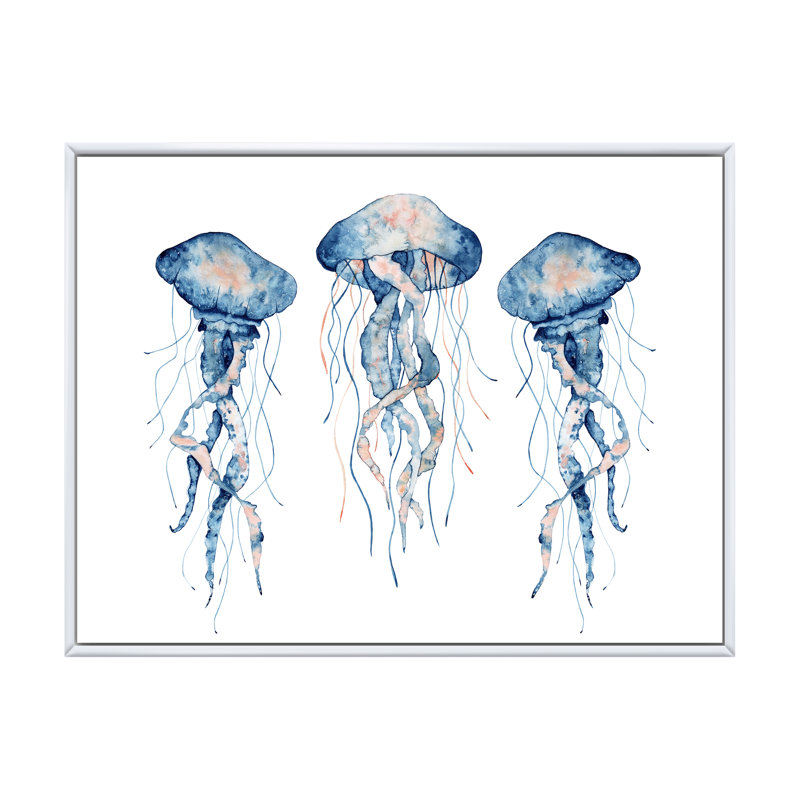 «Medusa peint sur blanc II», reproduction sur toile, H 16 po x l 32 po x P 1 po, Cadre flottant blanc