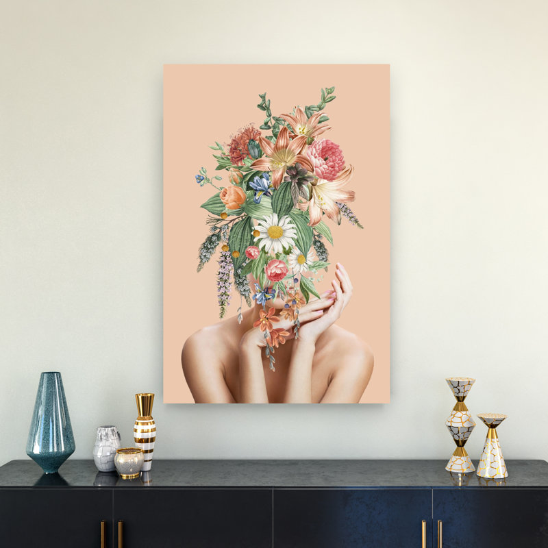 Impression florale, femme, délicat, rêve, fleur élégante, art mural, 36" H x 24" W