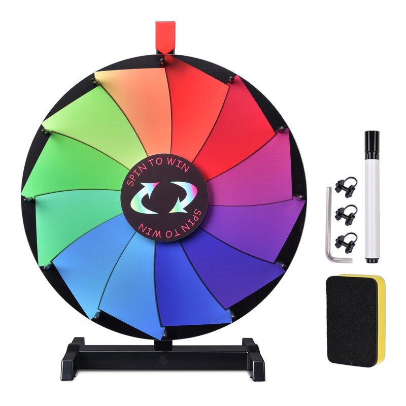 Roue de prix WinSpin 18 pouces - roulette de table avec marqueur effaçable à sec - jeu de carnaval pour salons, fêtes et événements en plein air