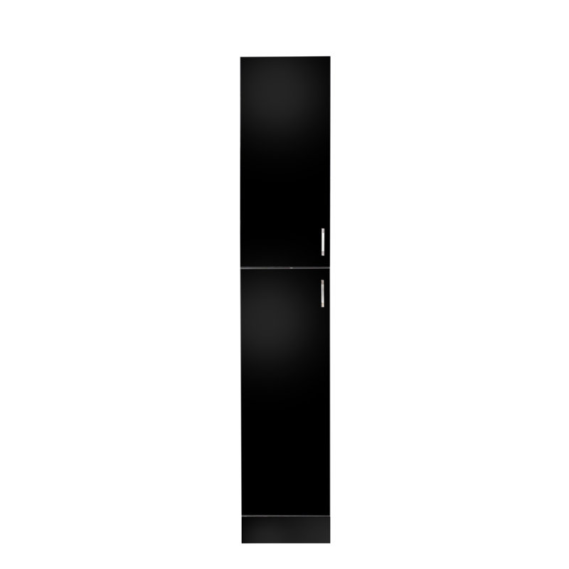 Freestanding  Cabinet with Inadjustable Shelves and two Doors, Black