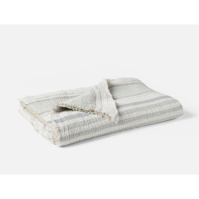 Topanga Organic Matelasse Woven Throw, Sea Stripe