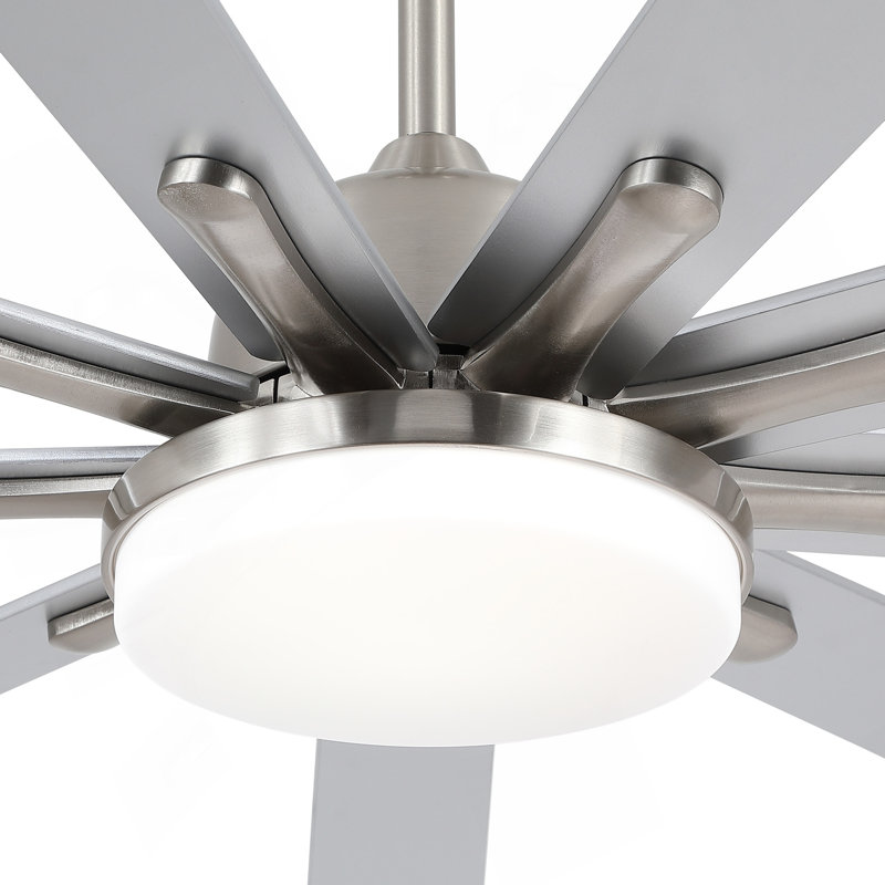 Ventilateur de plafond 72 po à DEL intégré en nickel brossé avec télécommande