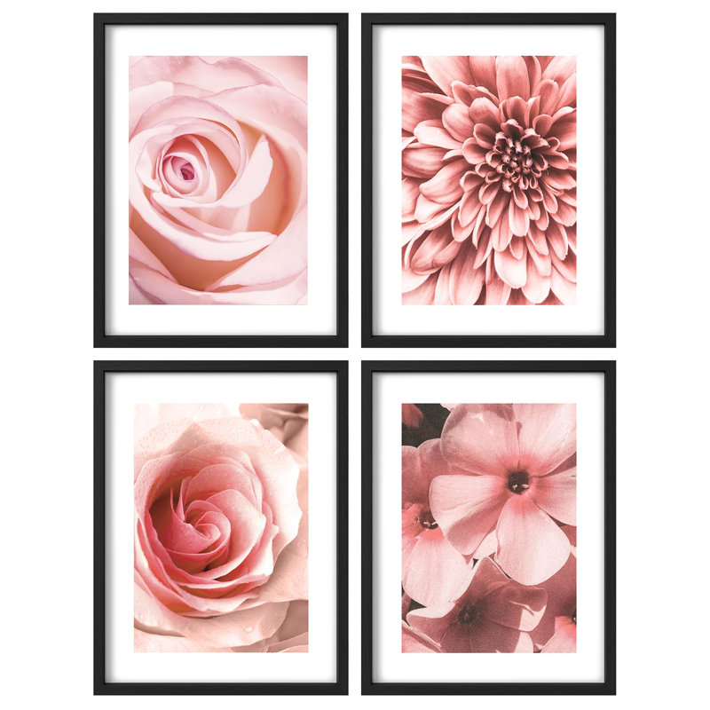 Décoration florale rose en gros plan, Noir, H 14 po x l 11 po