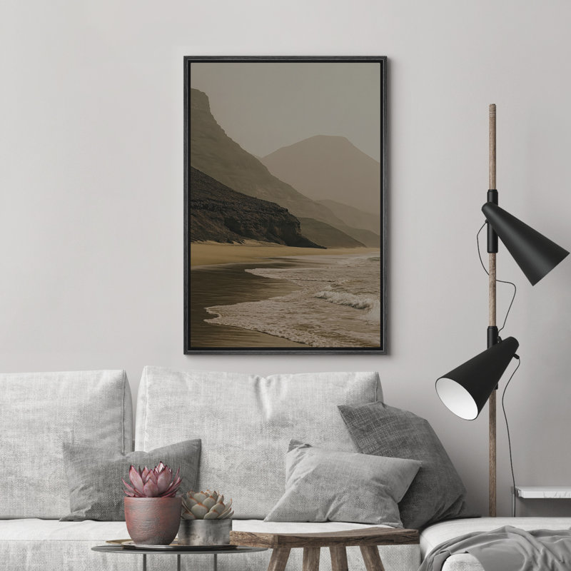 Plage, paysage mural, impression sur toile encadrée, décoration murale de chambre à coucher, Noir, H 24 po x l 16 po