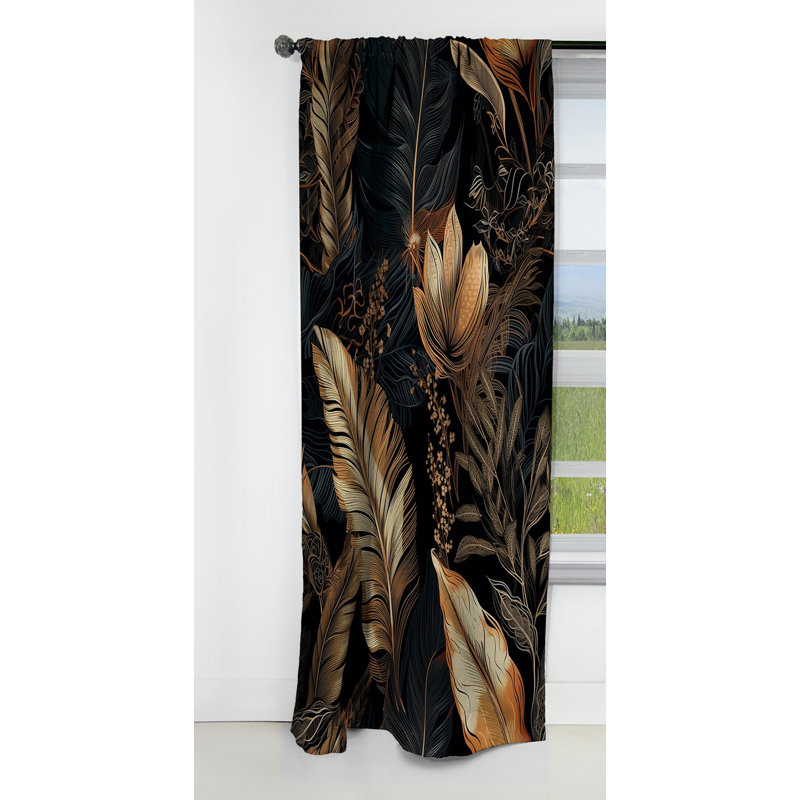 Khamila - Rideau à feuilles - Rideau occultant à motif floral - 1 panneau, L 52 po x L 63 po