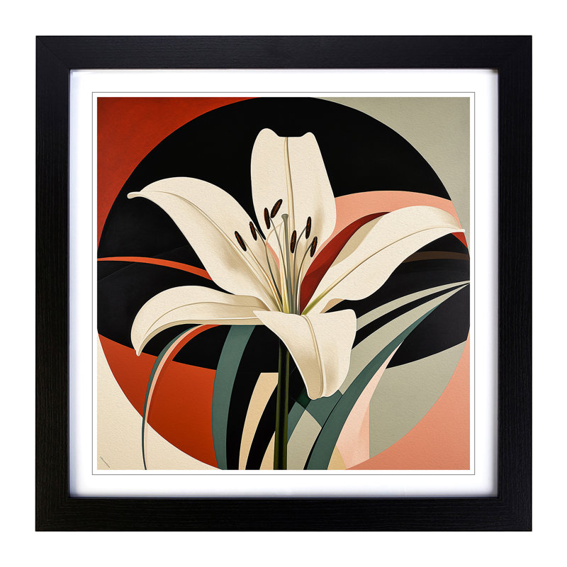 Lily Flower Bauhaus - Framed Print, Black