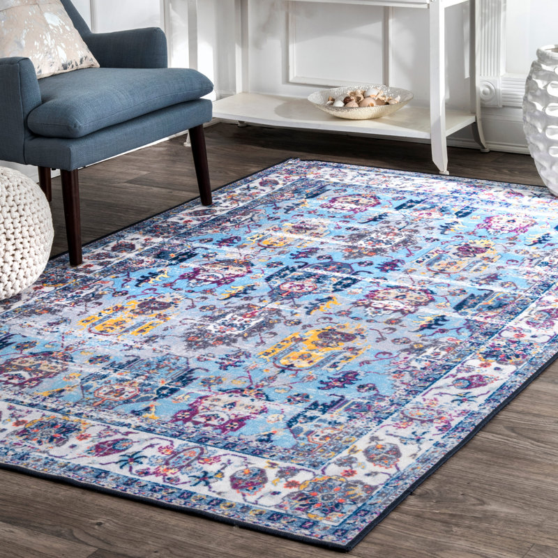 Tapis bleu clair Monserrat, Rectangle 5 pi x 8 pi