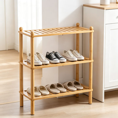 Étagère à chaussures en bambou pour placard, étagère à chaussures empilable et autoportante, rangement robuste pour l'entrée, le garage et les petits espaces.